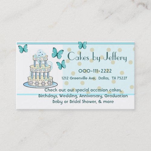 Cake and Butterflies Bakery Business Card