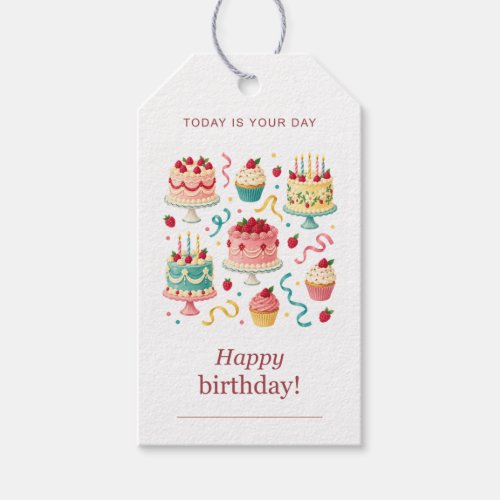 Cake and Candle Birthday Gift Tags