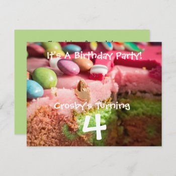 Cake And Candy Kid's Birthday Party Invitation by Koobear at Zazzle