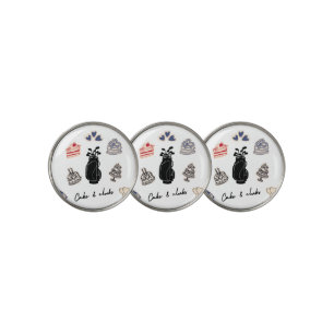 'Cake And Clubs' Golf Club Bag Silhouette & Cakes Ball Marker