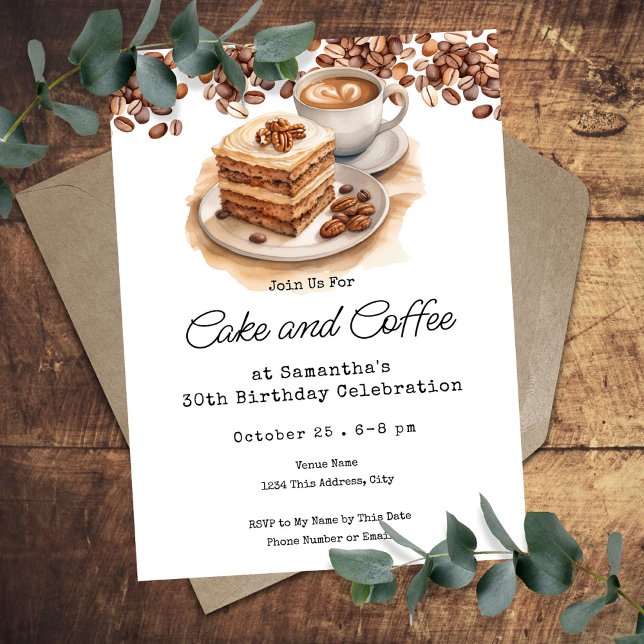 Cake and Coffee 30th Adult Birthday Invitation (Creator Uploaded)