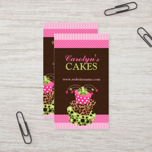 Customizable Cake and Damask Bakery Business Cards