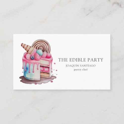Cake And Desserts Pastry Chef Baker Watercolor Business Card