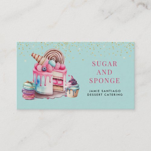 Cake And Desserts Pastry Chef Baker Watercolor  Business Card