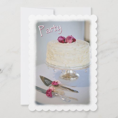 Cake And Roses Anniversary Party Invitation