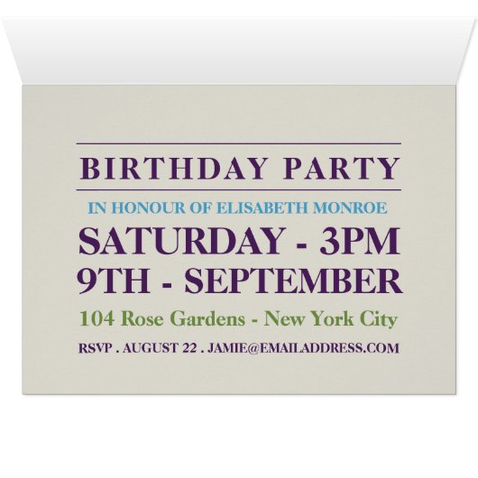 Cake Art Birthday Party Invitation (Inside Horizontal (Bottom))