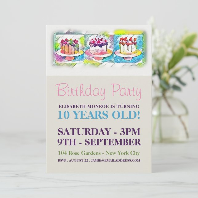 Cake Art Birthday Party Invitation (Standing Front)