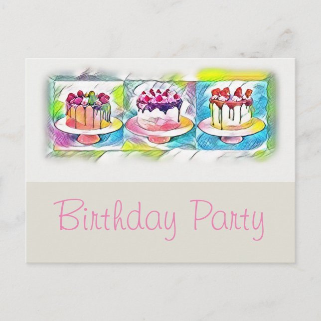 Cake Art Birthday Party Invitation (Front)