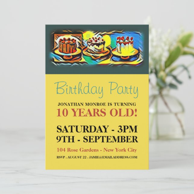 Cake Art Jazz Birthday Party Invitation (Standing Front)