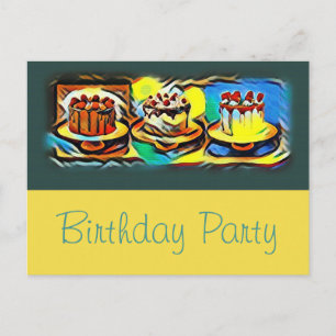 Cake Art Jazz Birthday Party Invitation Postcard