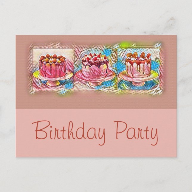 Cake Art Peach Birthday Party Invitation (Front)