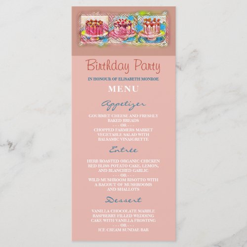 Cake Art Peach Birthday Party Menu