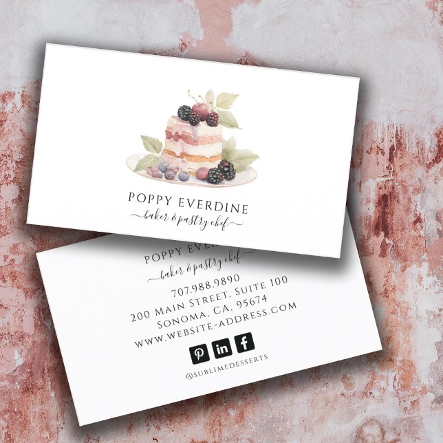 Cake Baker Bakery Pastry Chef Catering Business Card (Creator Uploaded)