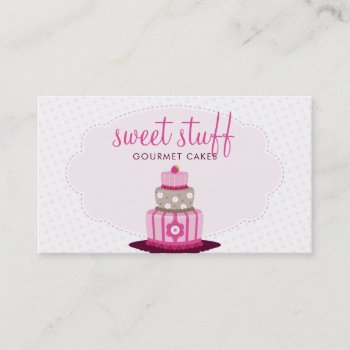Cake Baker Cute Modern Bakery Logo Pink Chocolate Business Card by edgeplus at Zazzle