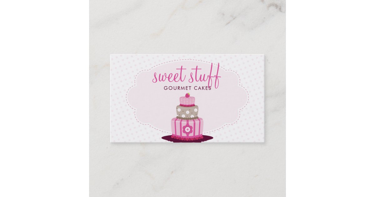 Cake Baker Cute Modern Bakery Logo Pink Chocolate Business Card Zazzle Com
