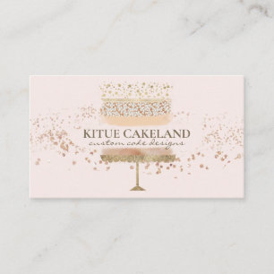 Cake Baker Logo on Blush Pink Background Business Card