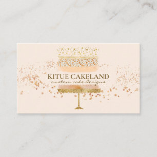 Cake Baker Logo with Glitter Brush Strokes Business Card