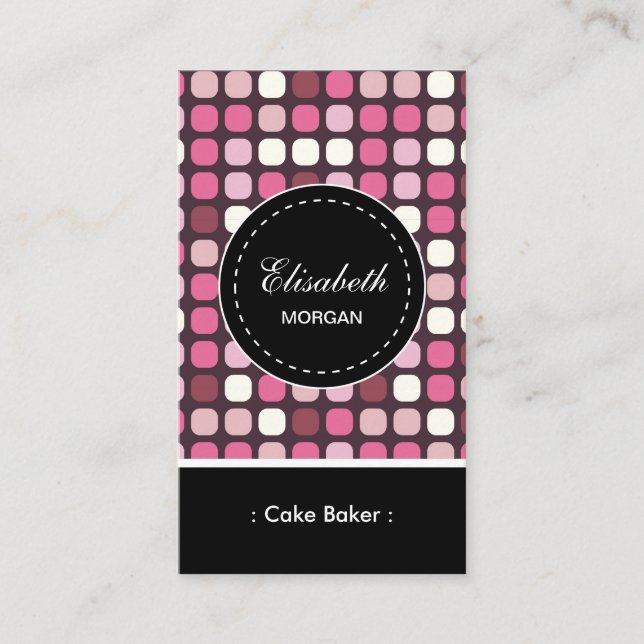 Cake Baker- Pink Polka Pattern Business Card (Front)