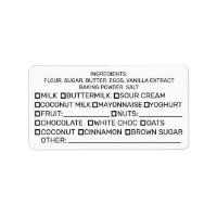 Cake bakery baking ingredients list check box