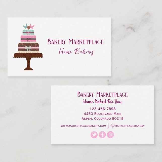 Cake & Bakery Catering Business Card (Front/Back)
