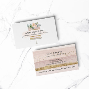 Cake Bakery Pastry Patisserie Peach flower Business Card