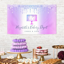 Cake Bakery Pastry Purple Glitter Drips Script
