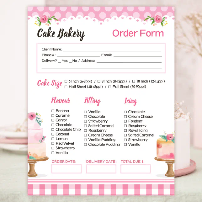 Cake Bakery Pink Order Form Notepad | Zazzle