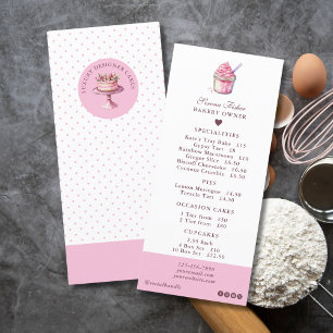 Cake Bakery Pink Polka Dot Flat Menu Price List