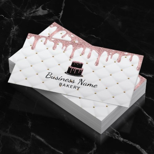Cake Bakery Rose Gold Drip Icing Luxury Business Card