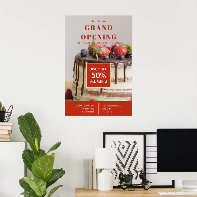Cake Bakery Small Business Grand Opening Flyer Poster | Zazzle