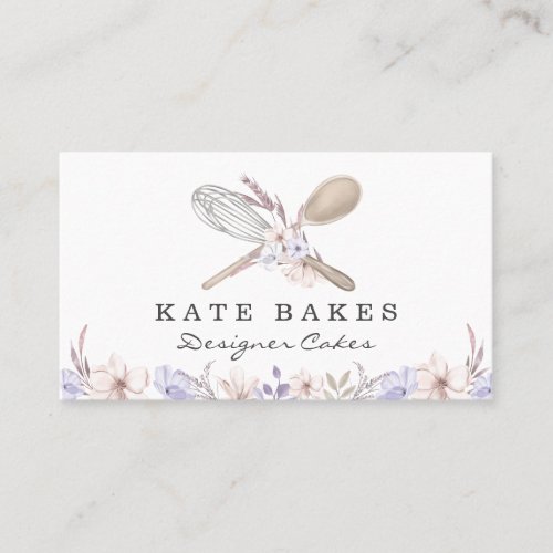 Cake Baking Chef Floral Watercolor Business Card