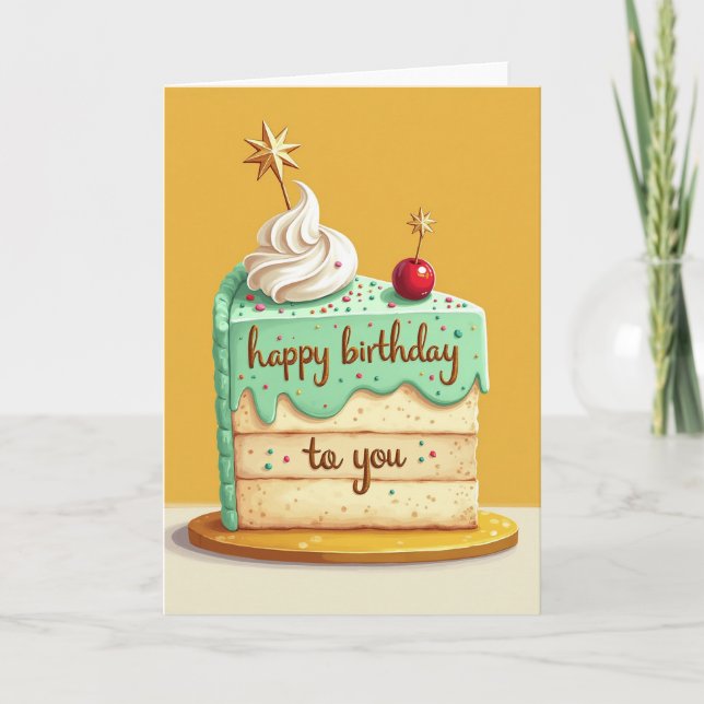Cake Birthday Illustration Card (Front)
