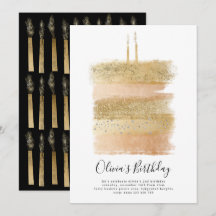 Cake Birthday Invite, Girls Second Birthday Gold