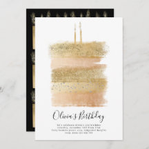 Cake Birthday Invite, Girls Second Birthday Gold