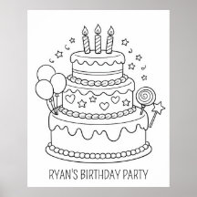 Cake Birthday Party Coloring