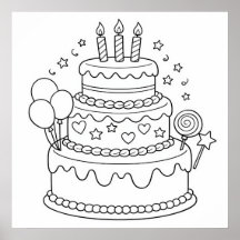 Cake Birthday Party Coloring