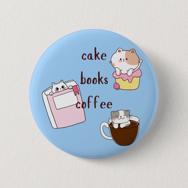 Cake Books Coffee Button (Front)