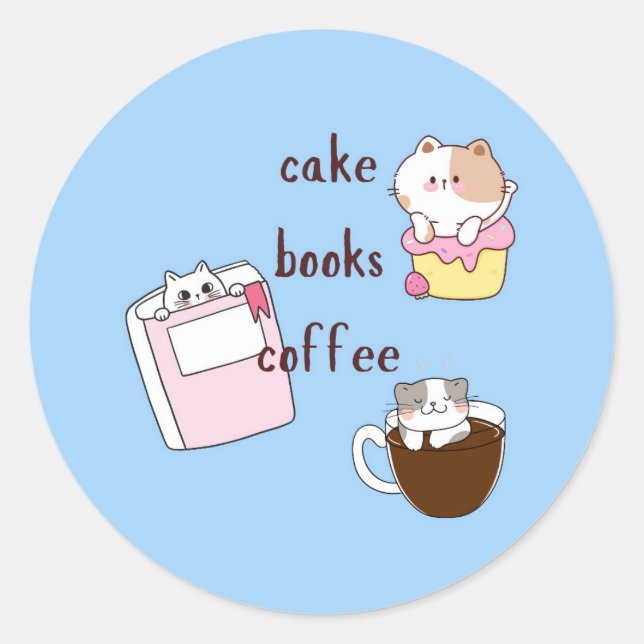 Cake Books Coffee Classic Round Sticker (Front)