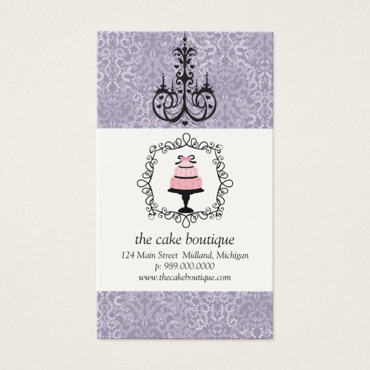 Cake Boutique Fancy Violet Damask Business Cards