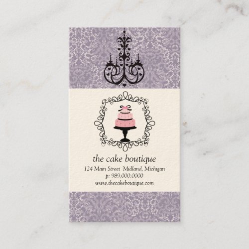 Cake Boutique Fancy Violet Damask Business Cards