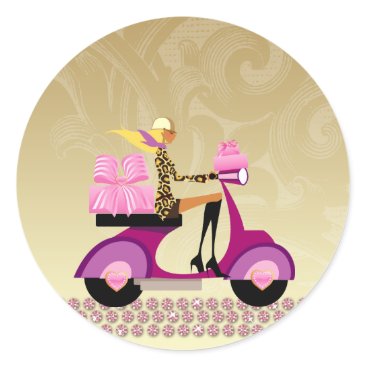 Cake Box Bakery Scooter Girl Stickers