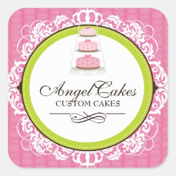 Cake Box Packaging Stickers by colourfuldesigns at Zazzle