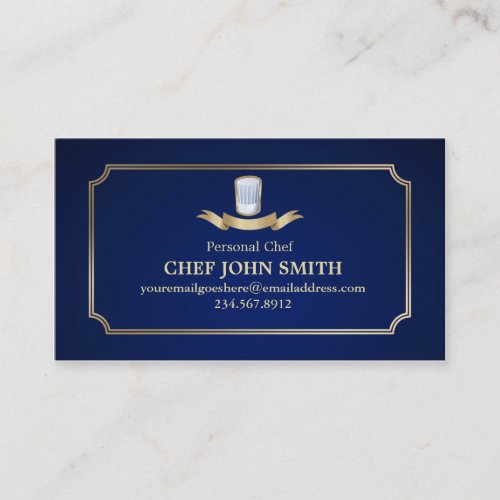 Classic Cook Chef Business Card Gold &amp; Blue