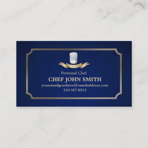 Customizable Classic Cook Chef Business Card Gold &amp; Blue