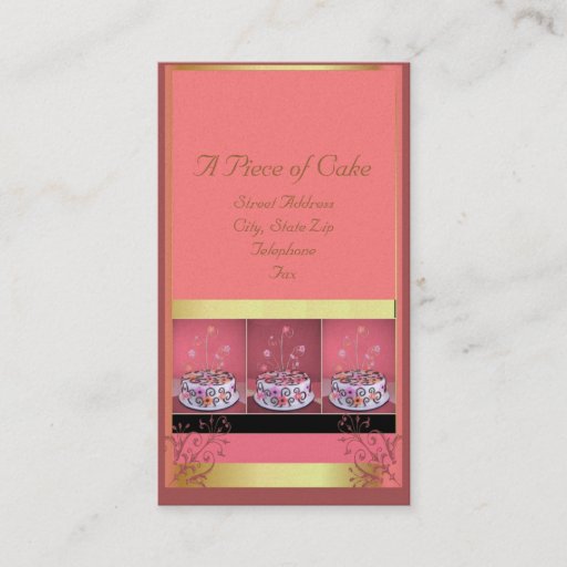 Customizable Cake Business Cards Pink Background