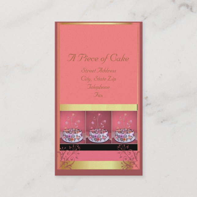 Cake Business Cards Pink Background (Front)