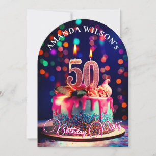 Cake, Candles, and Celebration: 50th birthday Invitation
