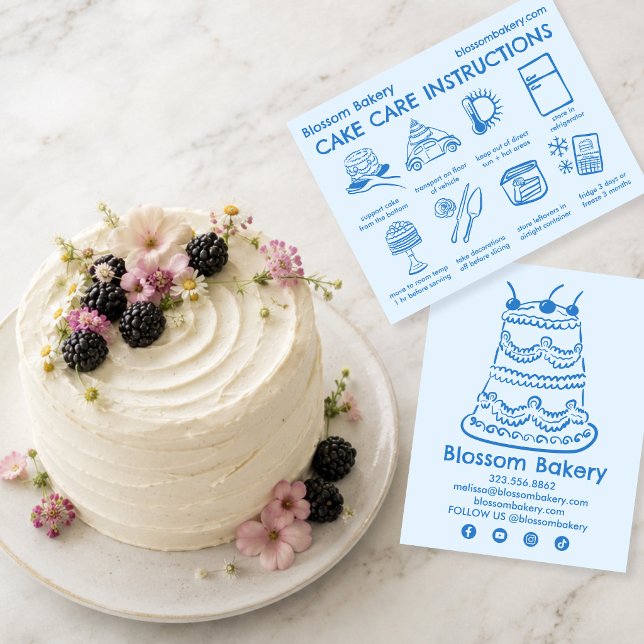 Cake Care Card Instructions Bakery Wedding Bday (Cake Care Card Instructions Bakery Wedding Birthday Cake
)