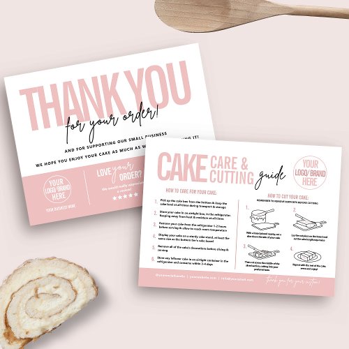 Cake Care  Cutting Guide V2 Cake Serving Guide Thank You Card
