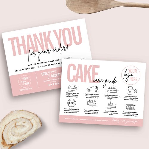 Cake Care Guide Card Cake Care Instructions Thank You Card